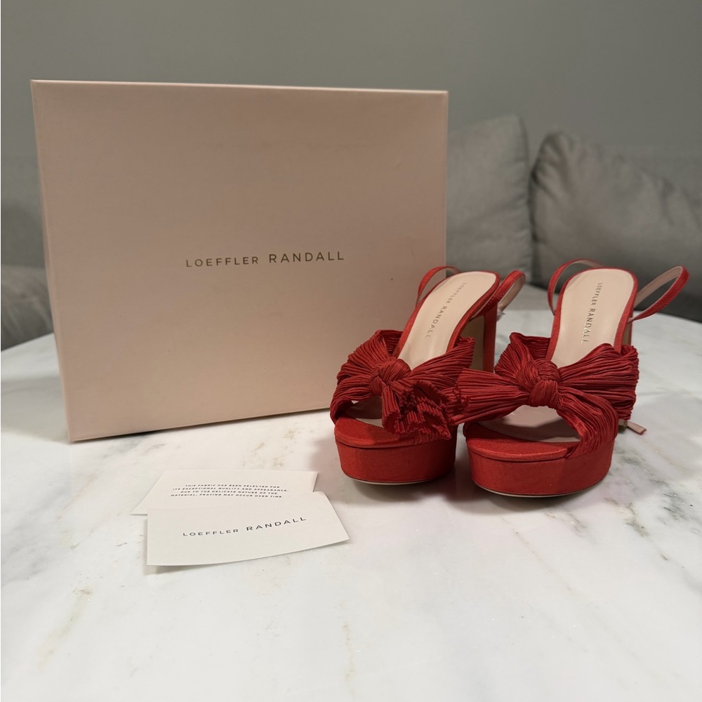 Loeffler Randall Natalia Pleated Bow Platform Sandals